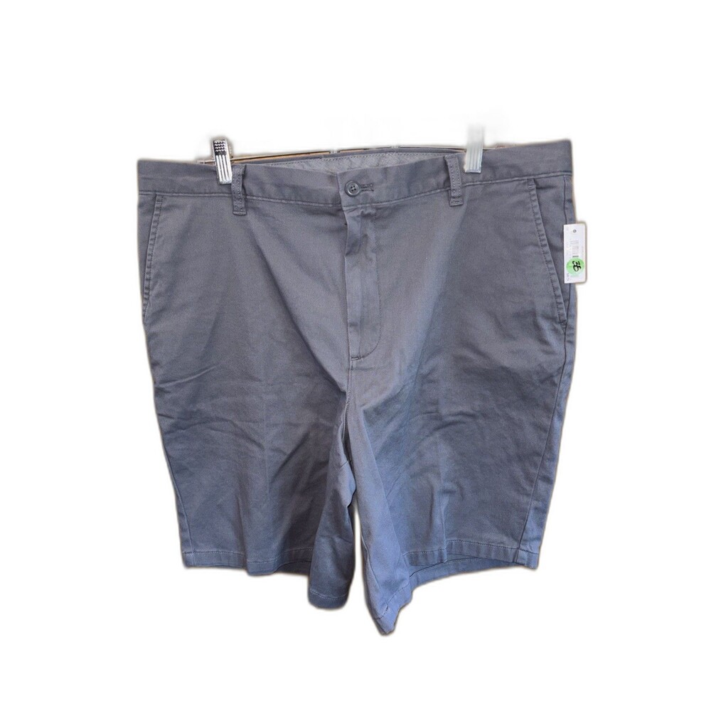 Amazon Essentials Gray Shorts Chino Flat Front Slim Men 38” Pockets Zip New